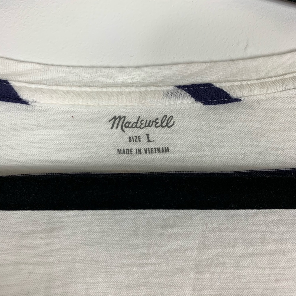 MADEWELL Navy & White Striped Top Size L - Picture 3 of 6